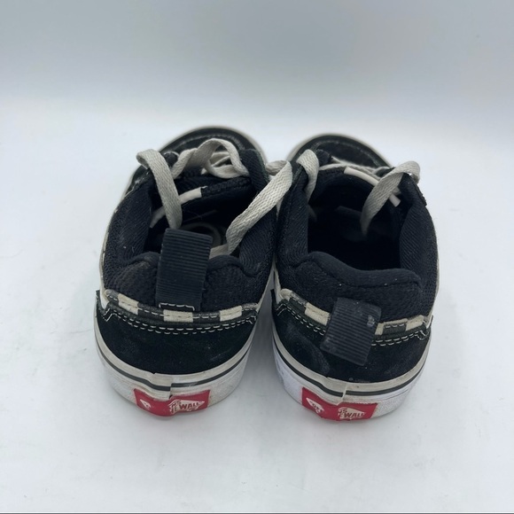 Vans Canvas Suede Kids Black White Checker Lace Up Sneaker Shoe Size 2 - Picture 3 of 6